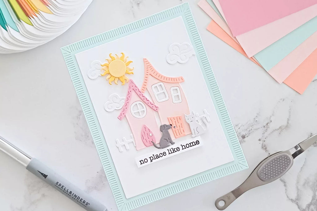 How to Create a Whimsical Village Scene Card with Spellbinders Etched Dies