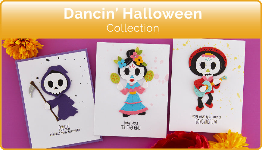 Spellbinders Dancin' Halloween Sentiments Set di timbri trasparenti