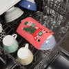 Winter Wheels Swedish Dish Cloth, Christmas Cat in Car in dishwasher for cleaning