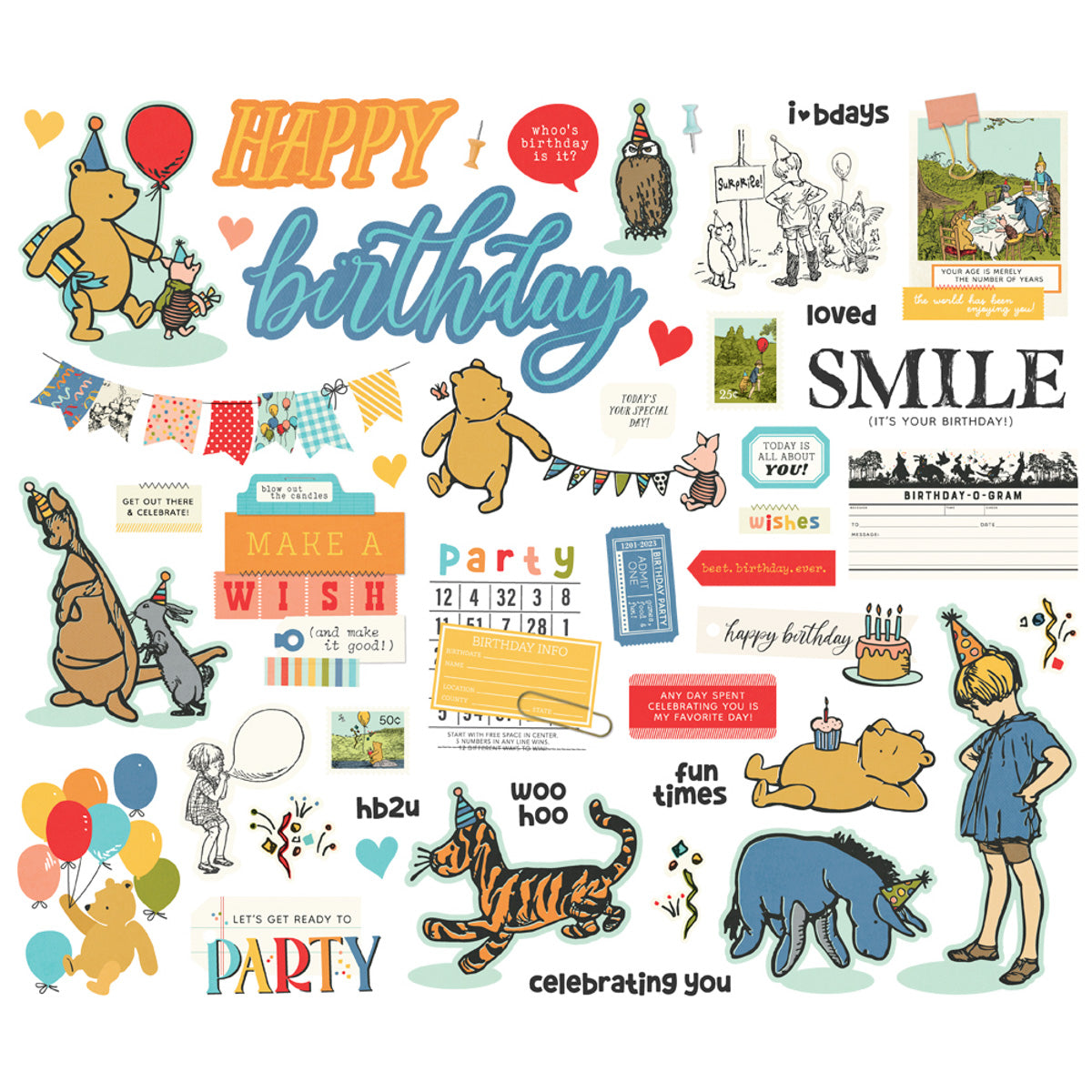 Simple Stories Say Cheese Classic Pooh Birthday - Bits & Pieces