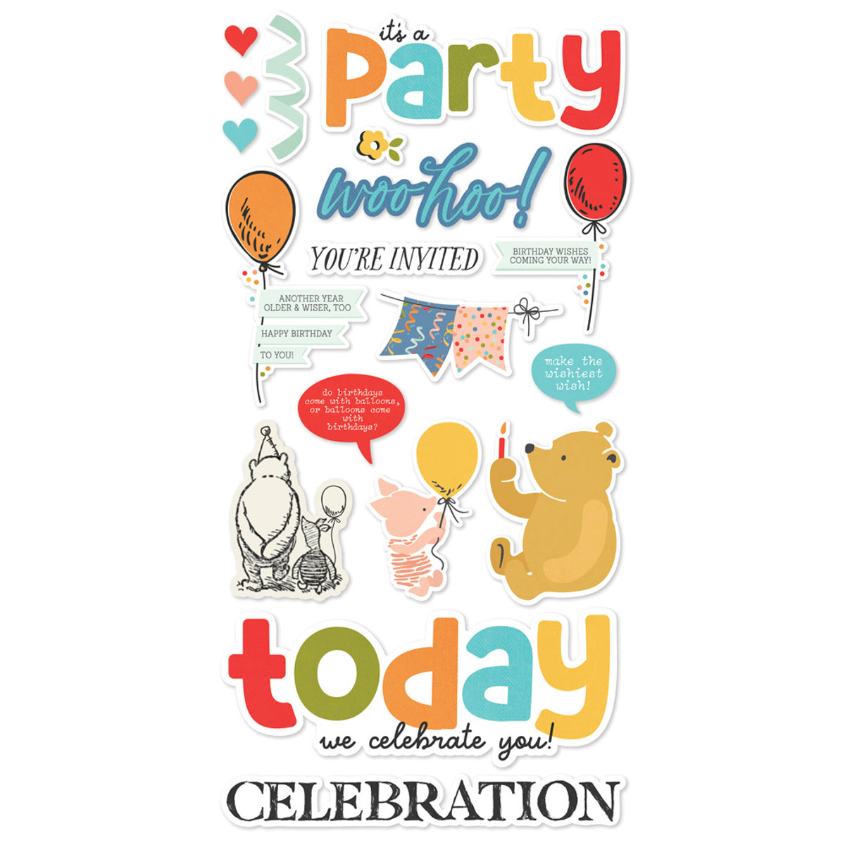 Simple Stories Say Cheese Classic Pooh Birthday - Foam Stickers