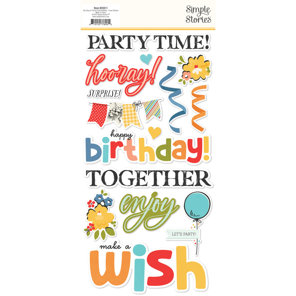 Simple Stories Say Cheese Classic Pooh Birthday - Foam Stickers