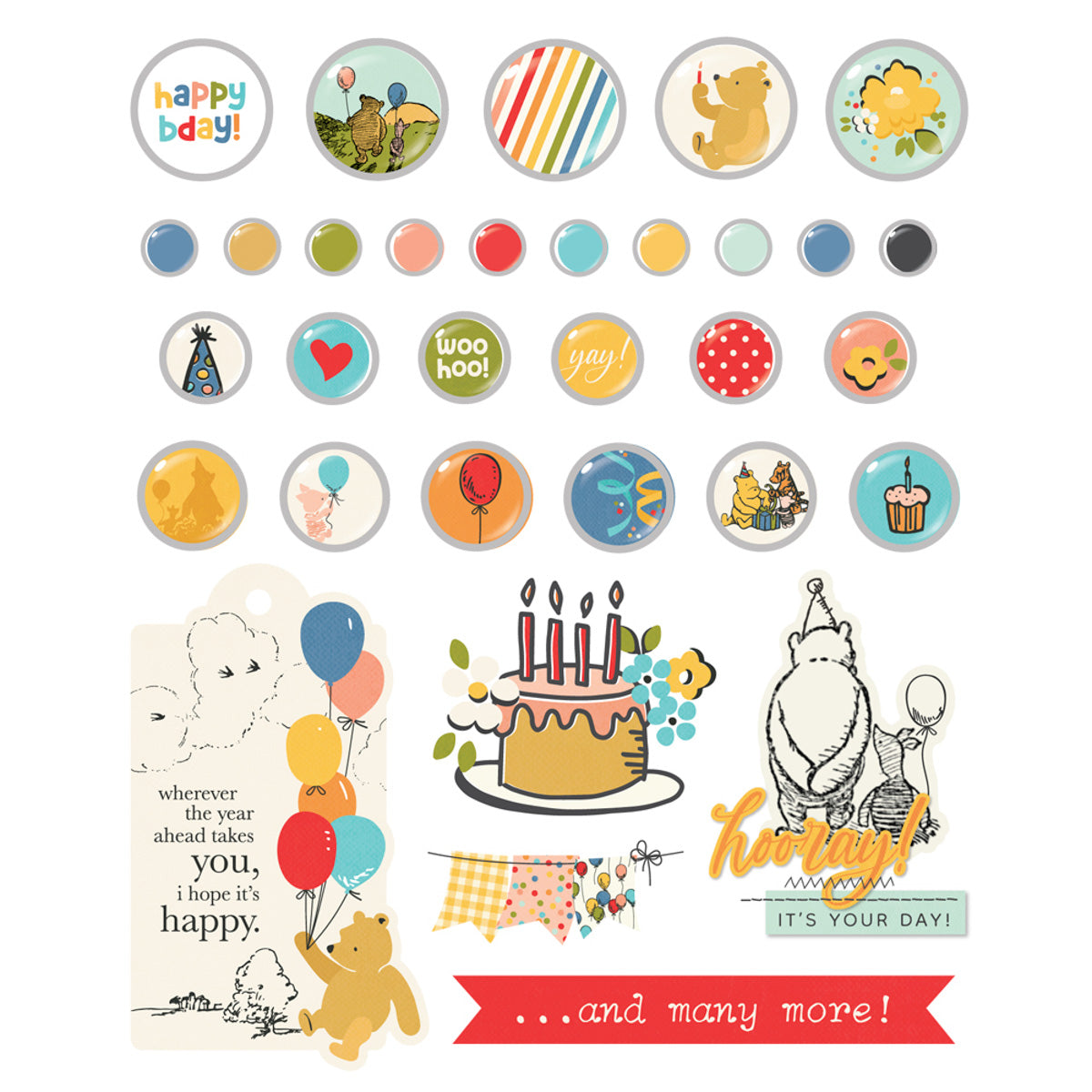 Simple Stories Say Cheese Classic Pooh Birthday - Decorative Brads