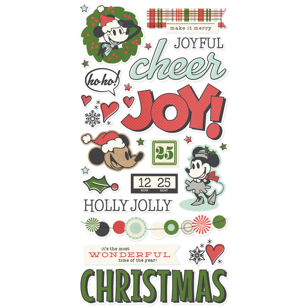 Simple Stories Say Cheese Classic Mouse Christmas - Foam Stickers