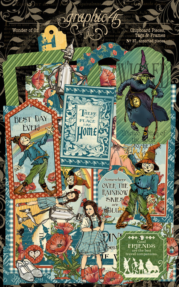 Graphic 45 Wonder of Oz Chipboard Pieces, Tags & Frames