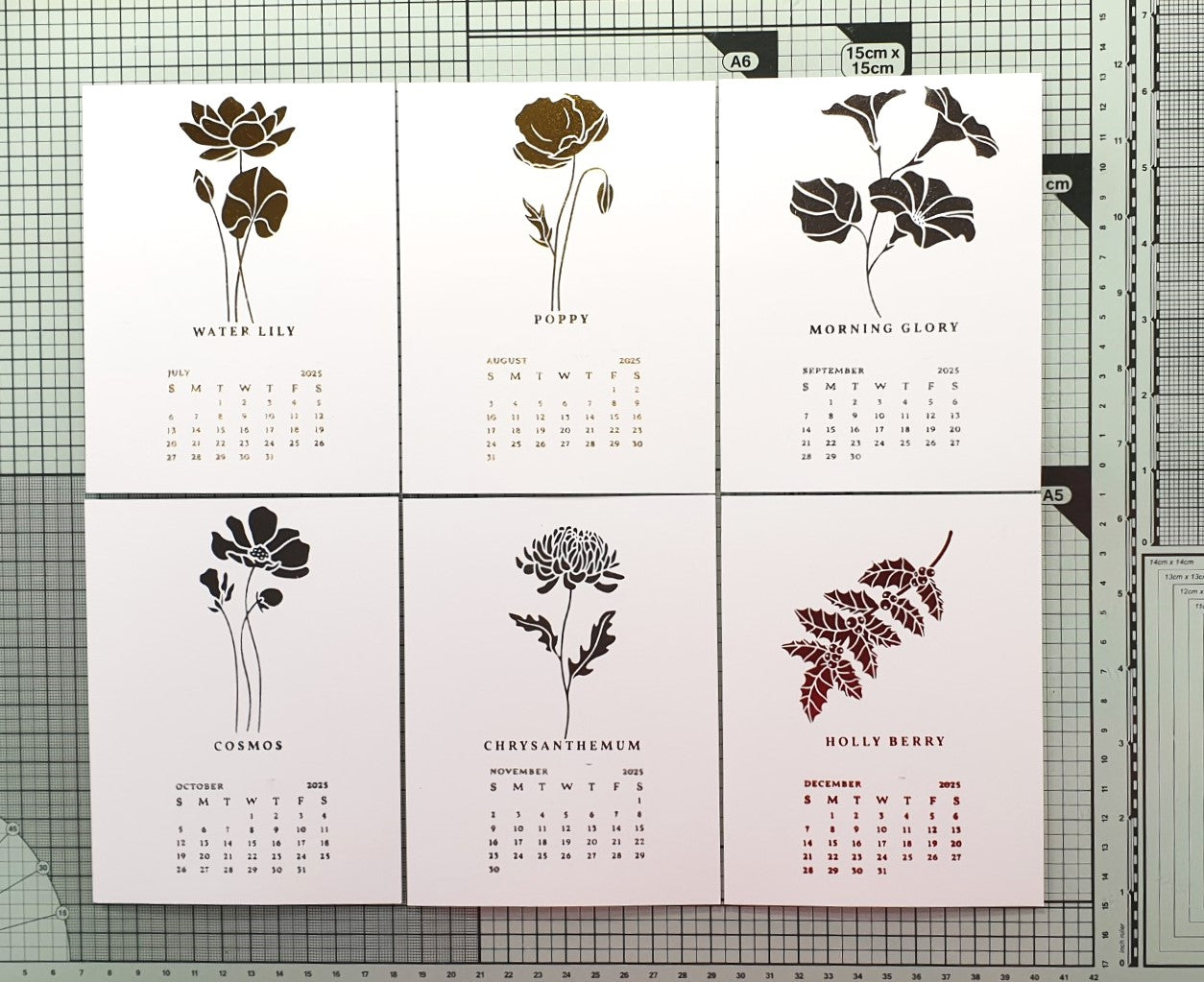 2025 DIY Calendar Press Plates from the Florals Through the Year Collection