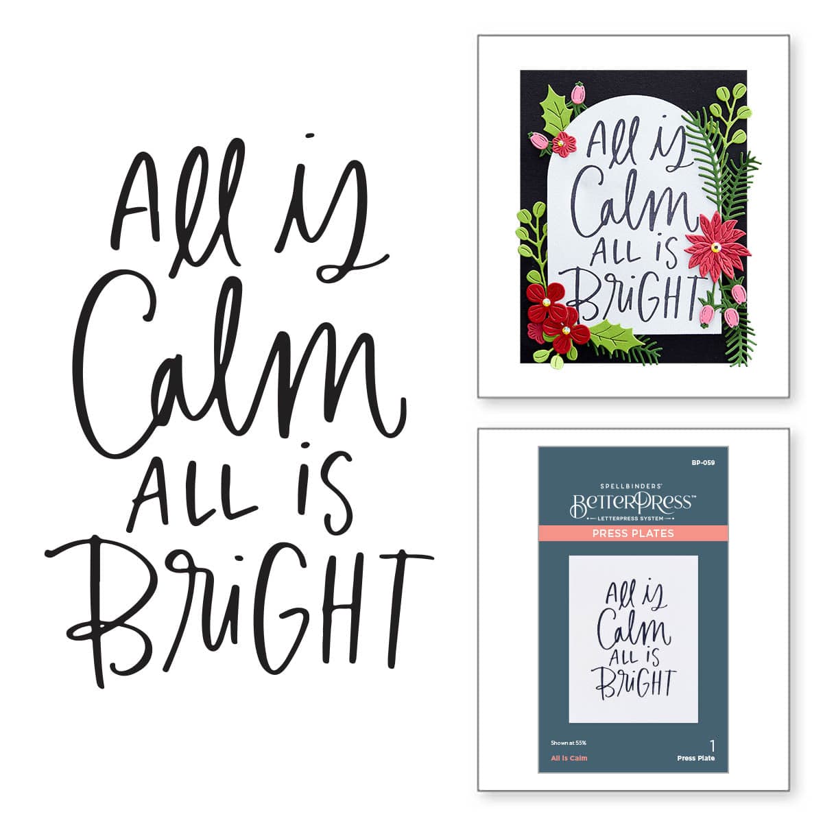 All Is Calm Press Plate from the More BetterPress Christmas Collection -  Spellbinders Paper Arts