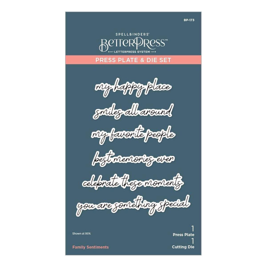 Family Sentiments Press Plate & Die Set from the Storytelling by Spellbinders Scrapbooking Collection Packaging