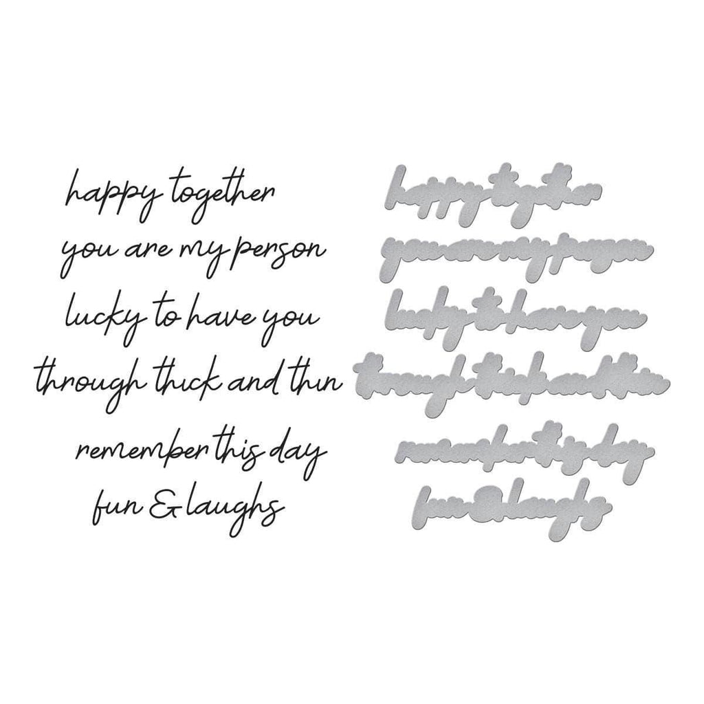 Friends Sentiments Press Plate & Die Set from the Storytelling by Spellbinders Scrapbooking Collection sentiments