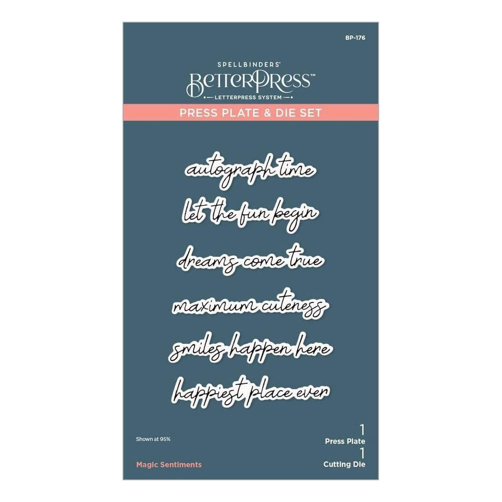 Magic Sentiments Press Plate & Die Set from the Storytelling by Spellbinders Scrapbooking Collection packaging