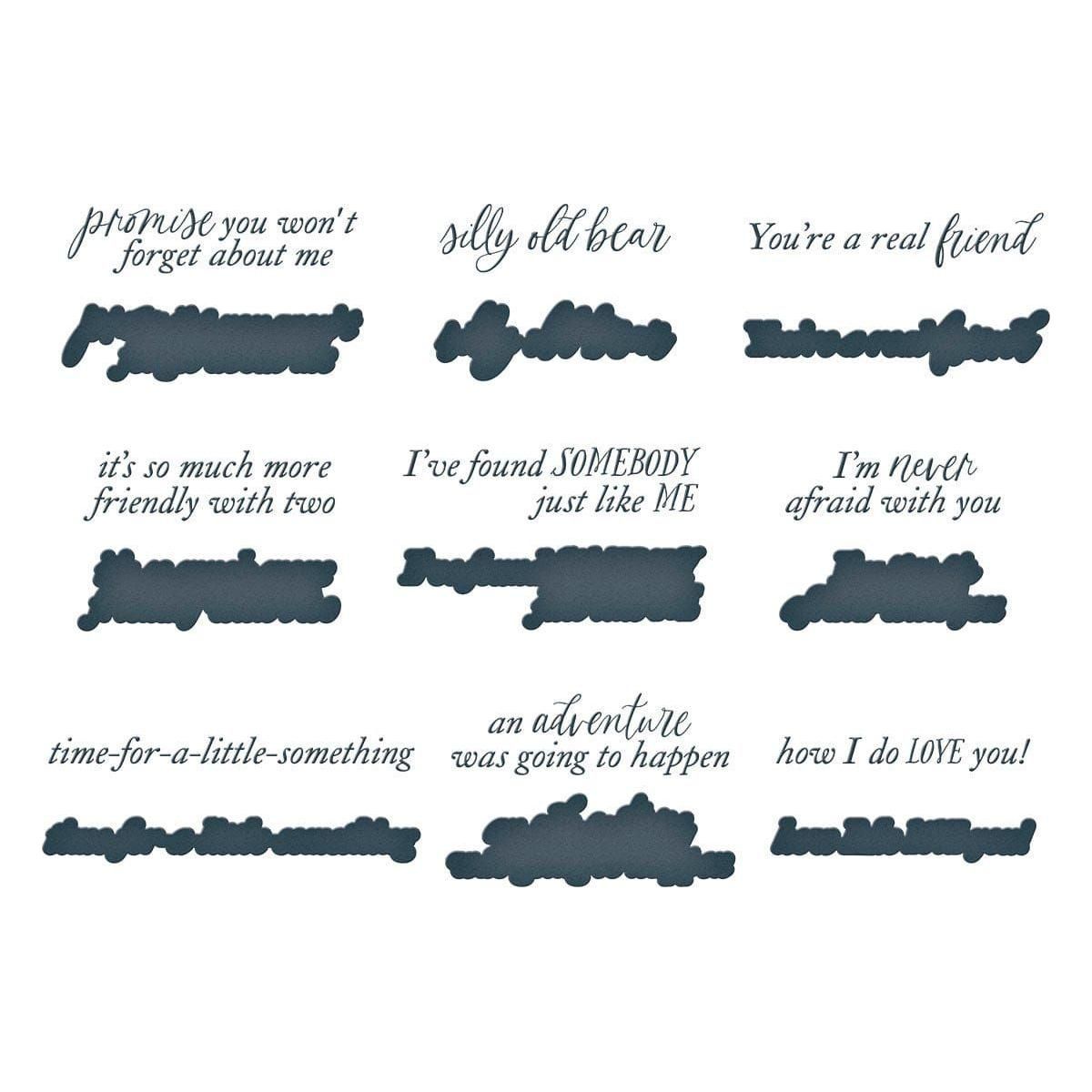 Silly Old Bear Sentiments Press Plate & Die Set in Collaboration with Simple Stories