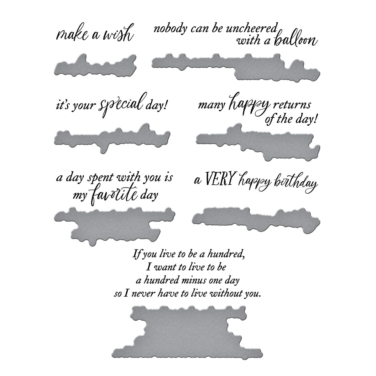 A Very Happy Birthday Sentiments Press Plate & Die Set