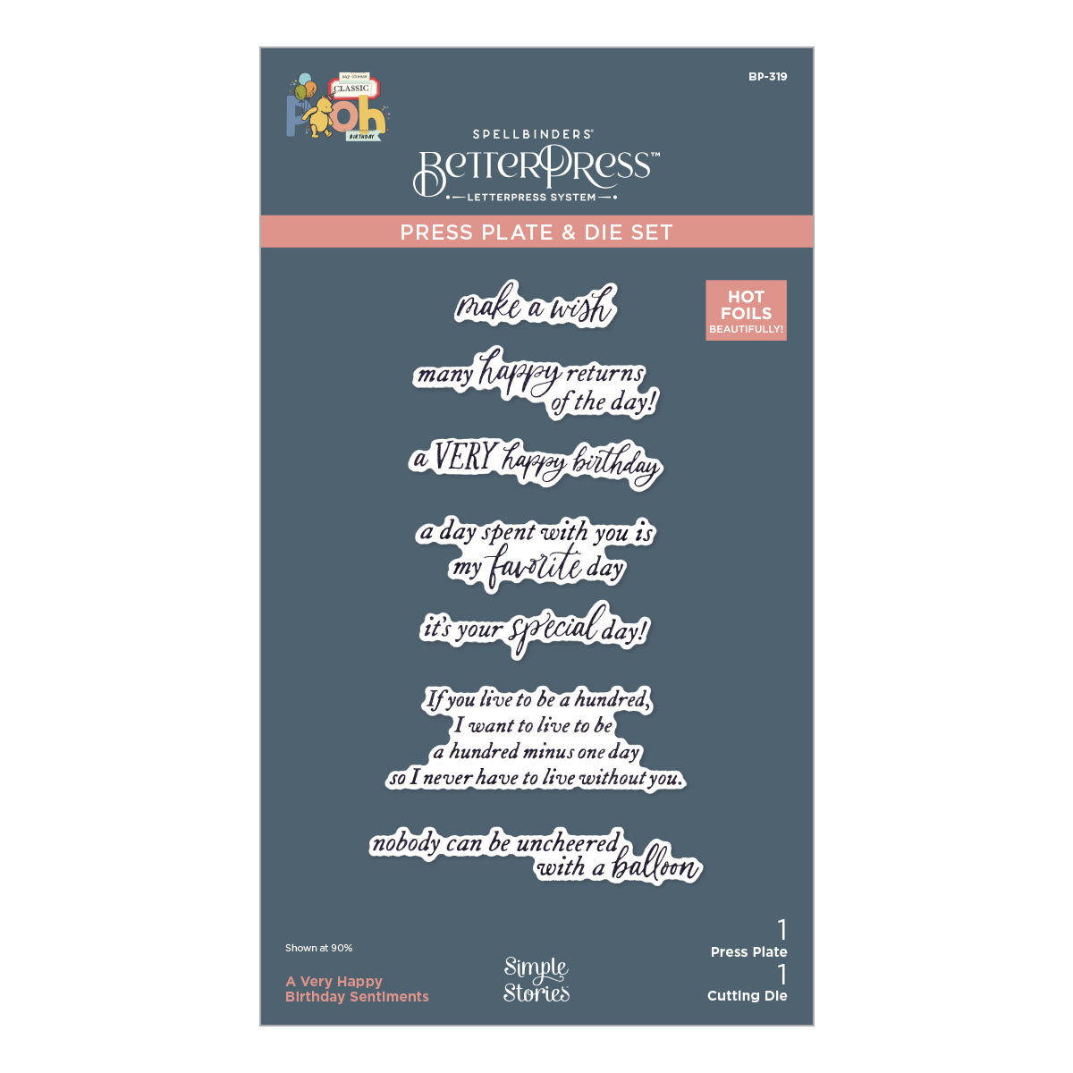 A Very Happy Birthday Sentiments Press Plate & Die Set