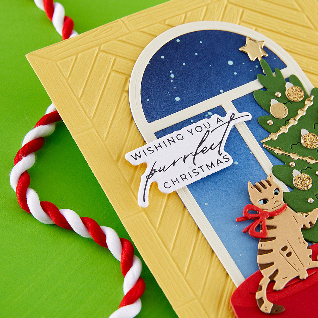 Meowy Christmas Sentiments Press + Foil Plates & Die Set by Yana
