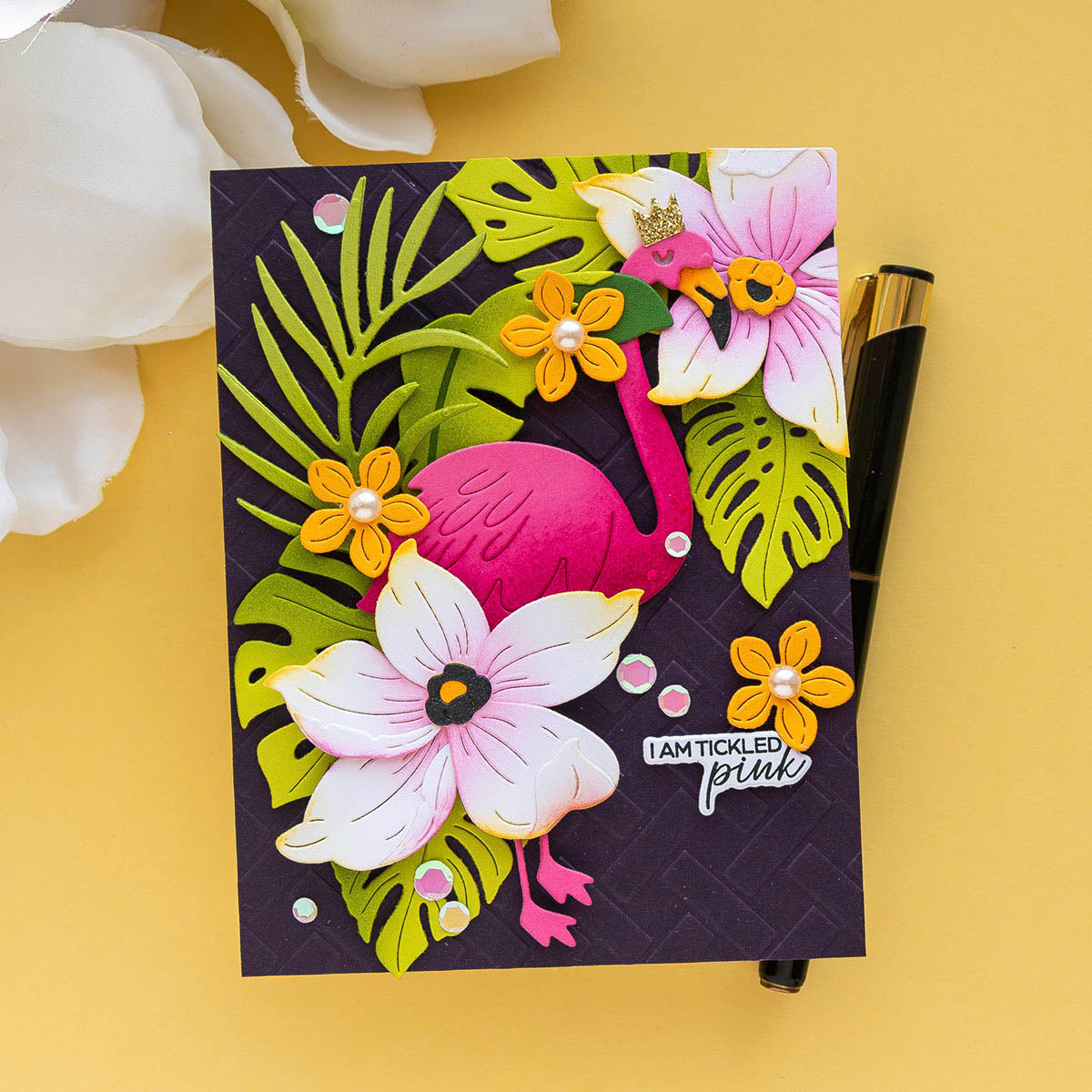 Grand Tropical Flamingos - Large Die of the Month - Spellbinders