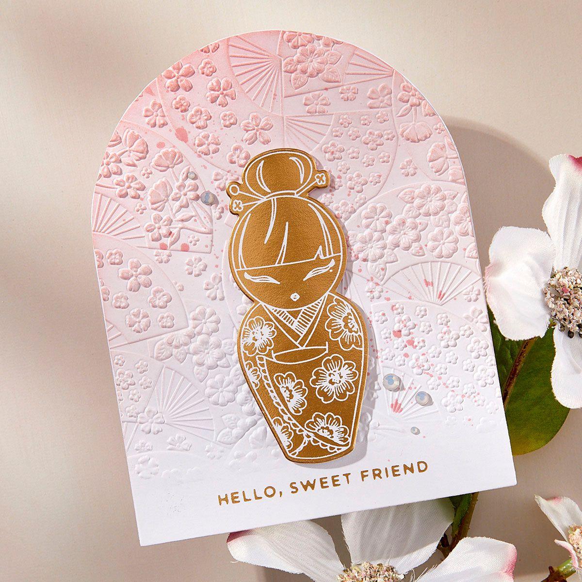 Floral Fans 3D Embossing Folder from the Spring in Kyoto