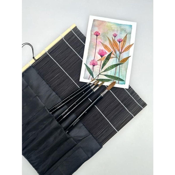 Yasutomo Fusion Brush Wrap brushes in wrap with watercolor