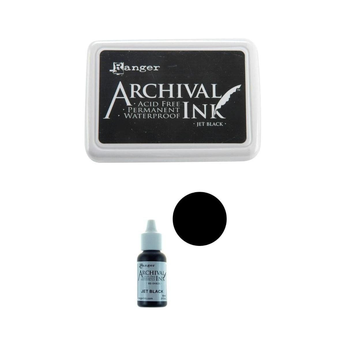 Ranger Archival Jet Black Archival Ink Pad & Reinker Bundle