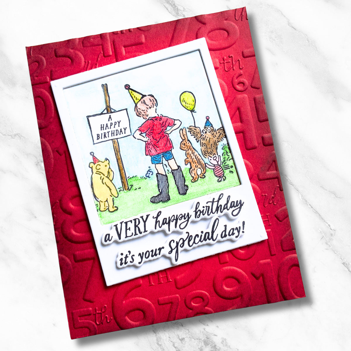 Classic Pooh Birthday Numbers 3D Embossing Folder