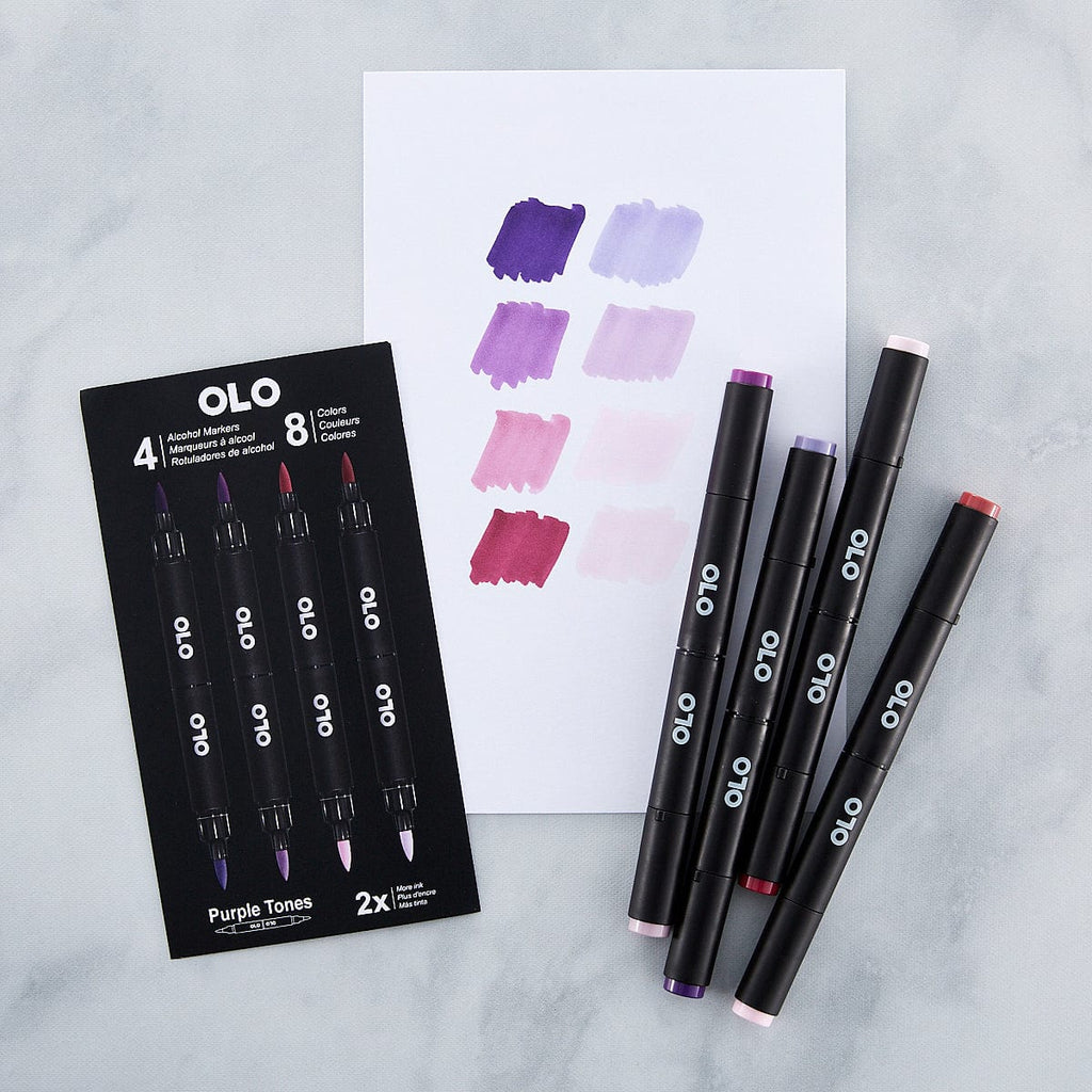 OLO Purple Tones Alcohol Markers Set - 8 Colors 4pc