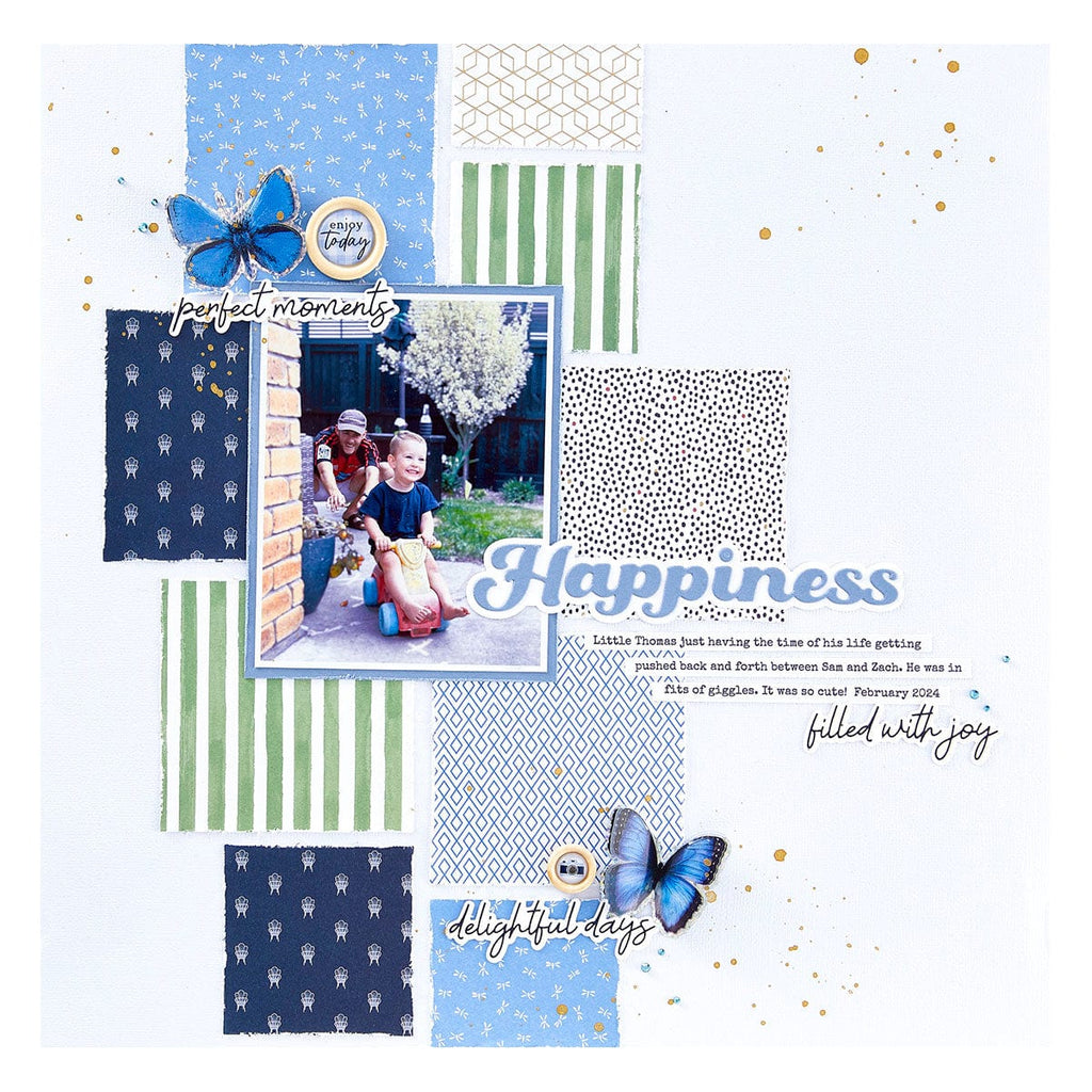 Happiness Etched Dies from the Storytelling by Spellbinders Scrapbooking Collection project