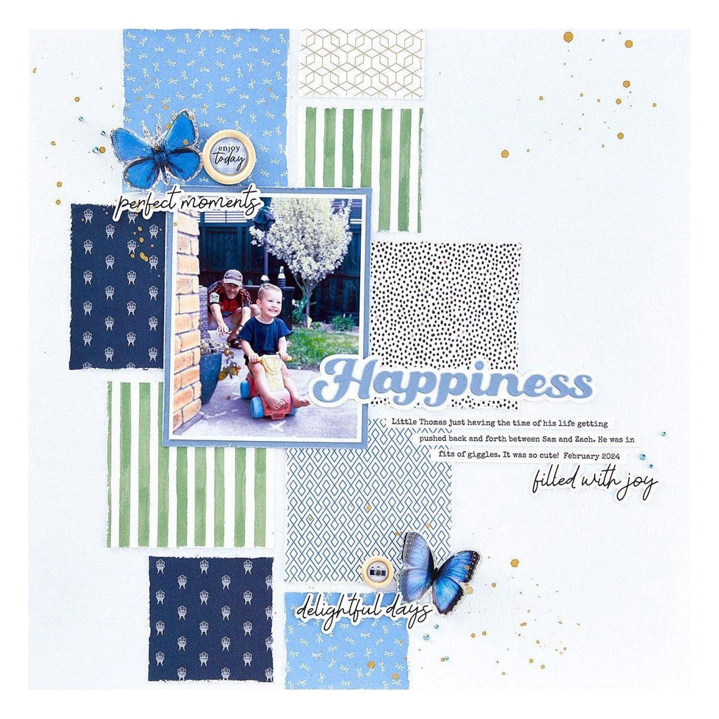 Happiness Etched Dies from the Storytelling by Spellbinders Scrapbooking Collection project