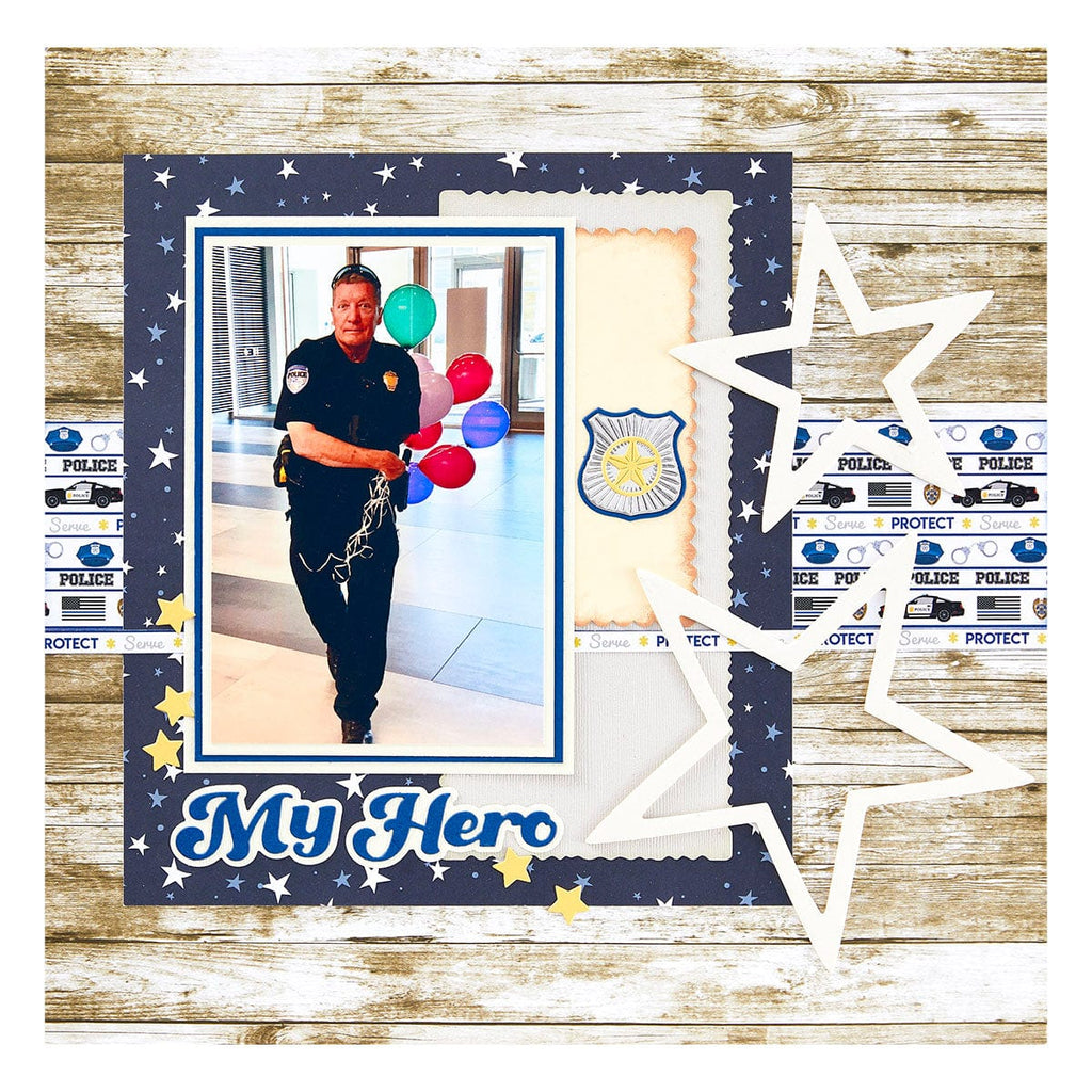 My Hero Etched Dies from the Storytelling by Spellbinders Scrapbooking Collection Project