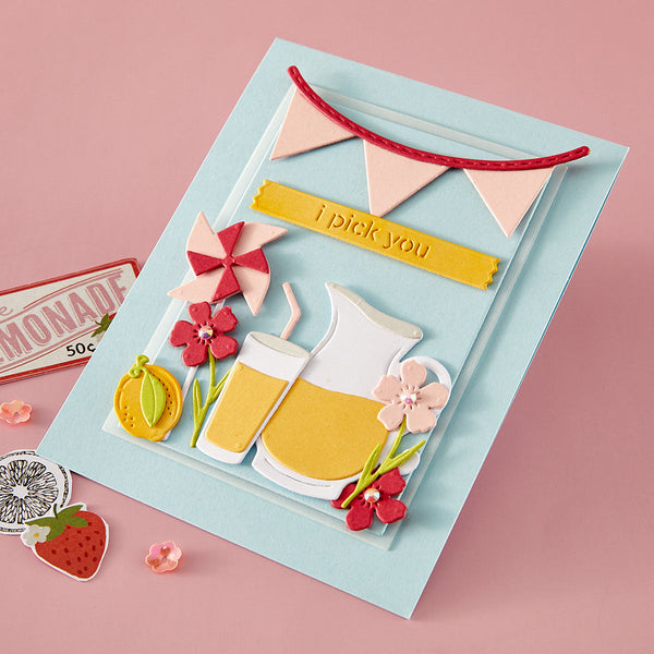 Pink Lemonade Stand Tags Etched Dies with Simple Stories