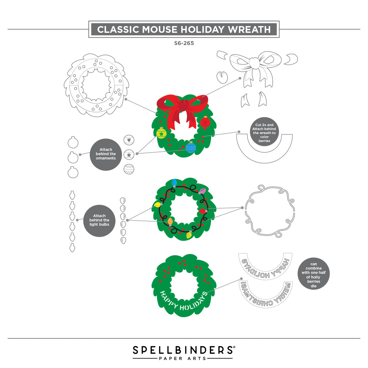 Classic Mouse Holiday Wreath Etched Dies