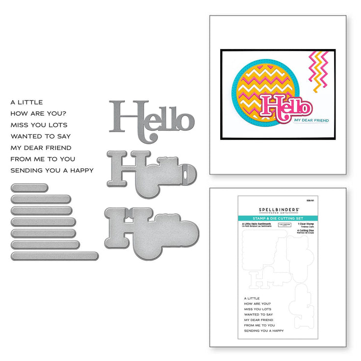 A LITTLE HELLO SENTIMENTS CLEAR STAMP AND DIE SET