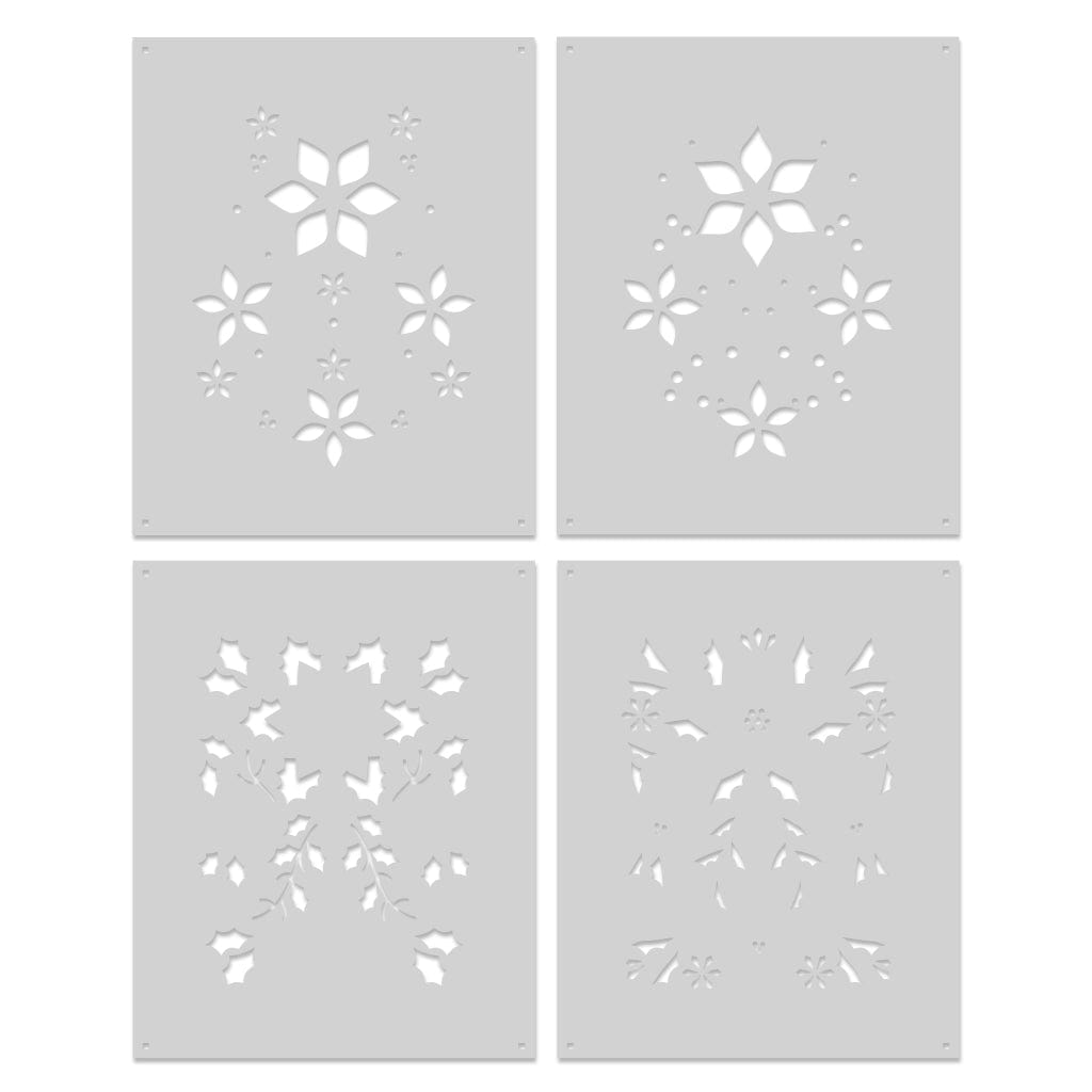 SA284 Color Layering Poinsettia Pattern Stencils - Hero Arts