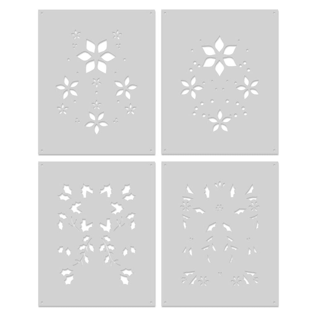 SA284 Color Layering Poinsettia Pattern Stencils - Hero Arts