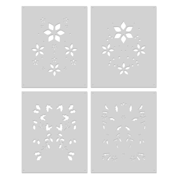 SA284 Color Layering Poinsettia Pattern Stencils - Hero Arts