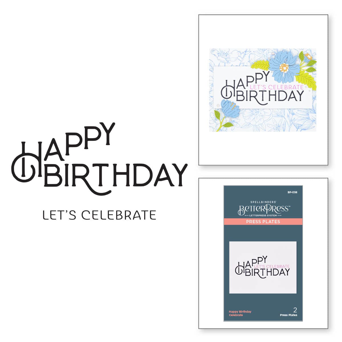 Spellbinders - BetterPress - Press Plate - Happy Birthday Celebrate