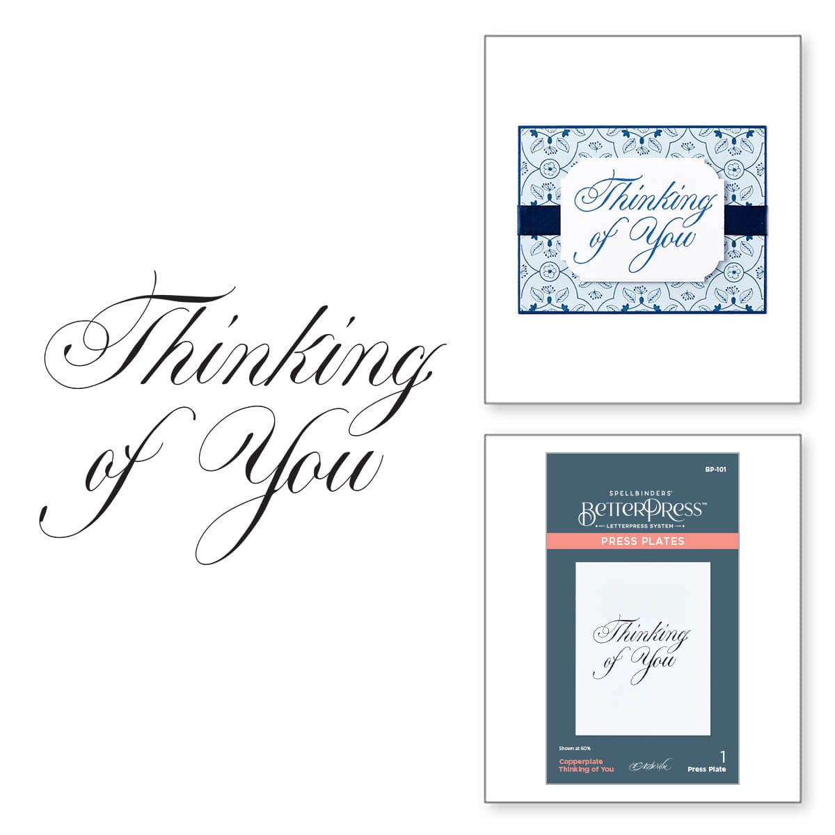Copperplate Thinking of You Press Plate from the Copperplate Everyday Sentiments Collection by Paul AntonioSpellbinders Paper Arts