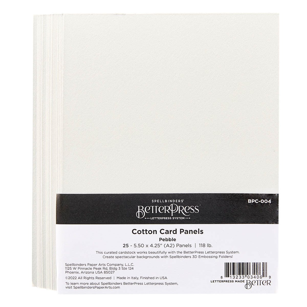 Spellbinders BetterPress Letterpress 8.5X11 Cotton Sheets-Porcelain 25/Sheets