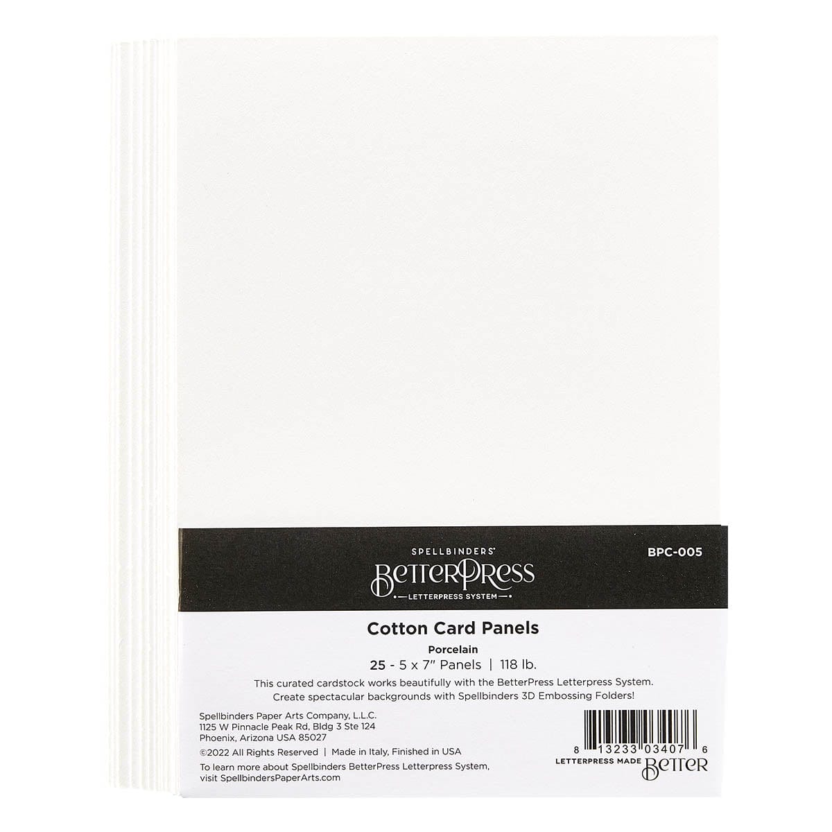 Porcelain BetterPress A7 Cotton Card Panels - 25 PackSpellbinders Paper Arts
