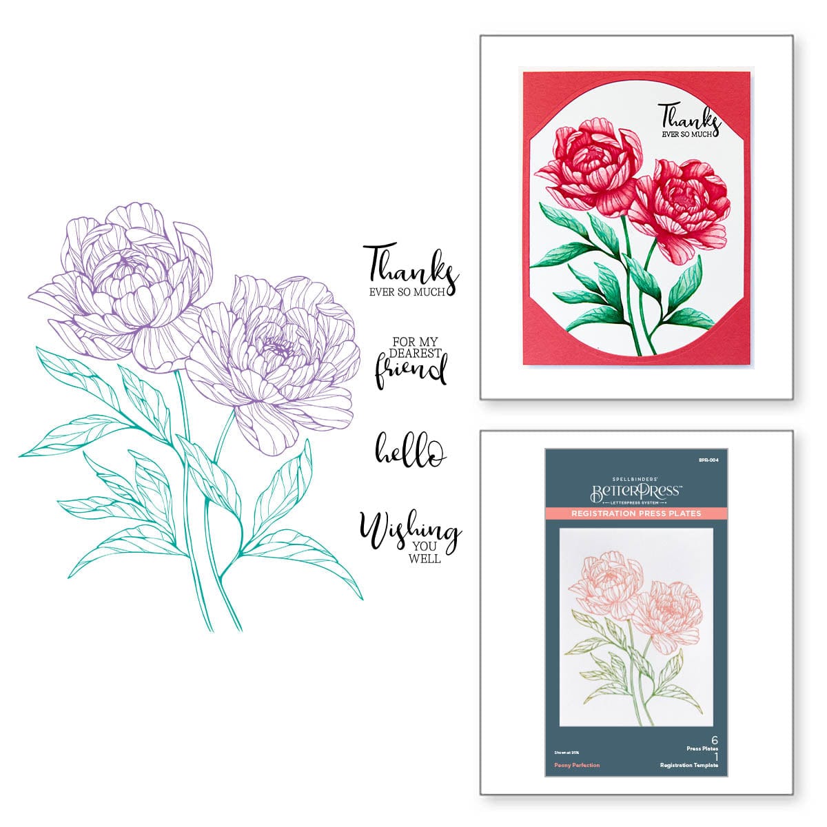 Peony Perfection Registration Press Plates from the Cheers to You CollectionSpellbinders Paper Arts