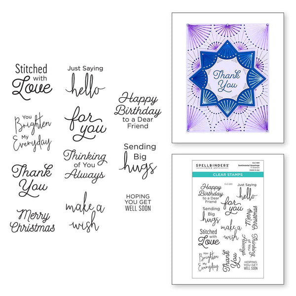 Sentimental Greetings Clear Stamp  Stitch Die of the Month Extras -  Spellbinders Paper Arts