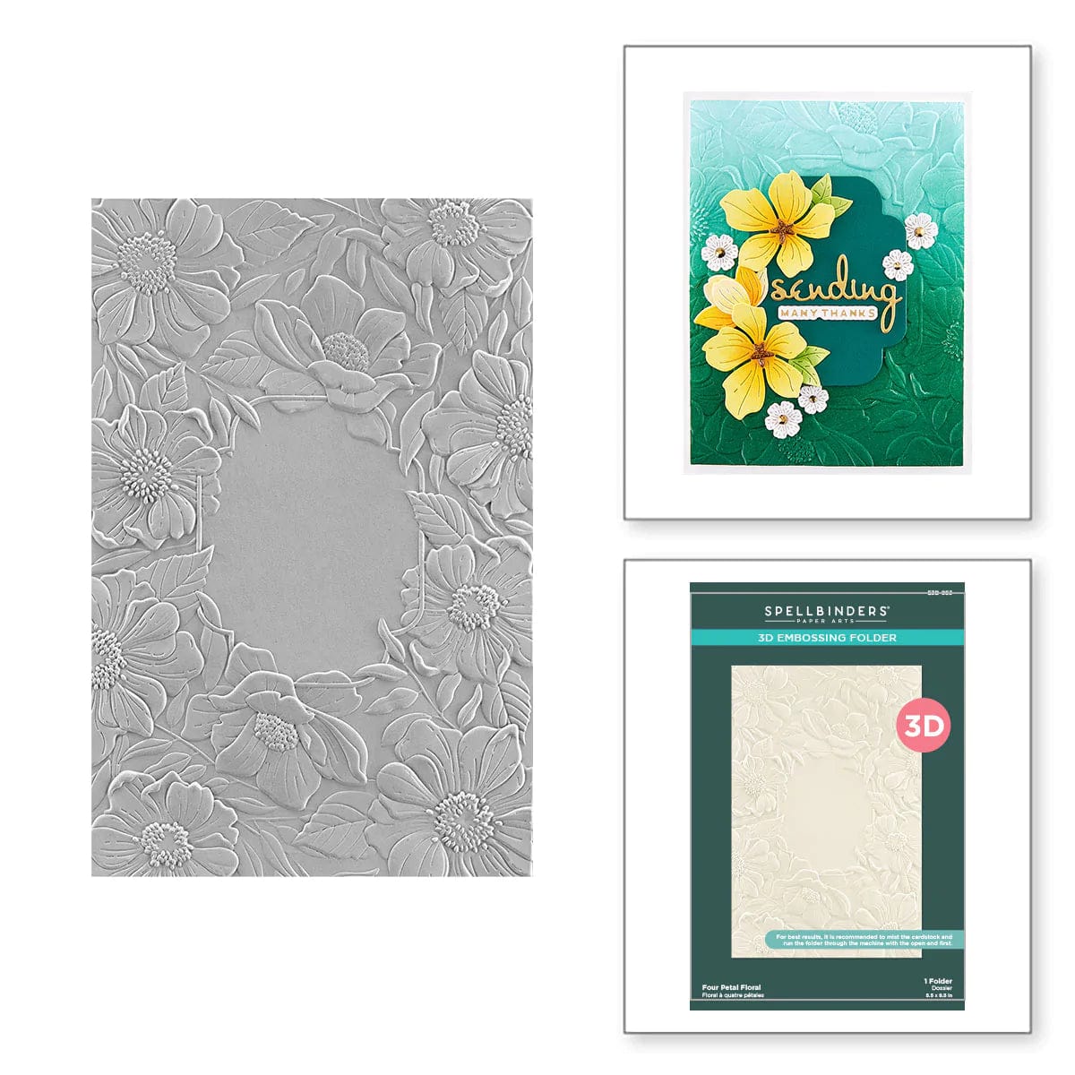 Spellbinders - 3D Embossing Folders - Four Petal Floral