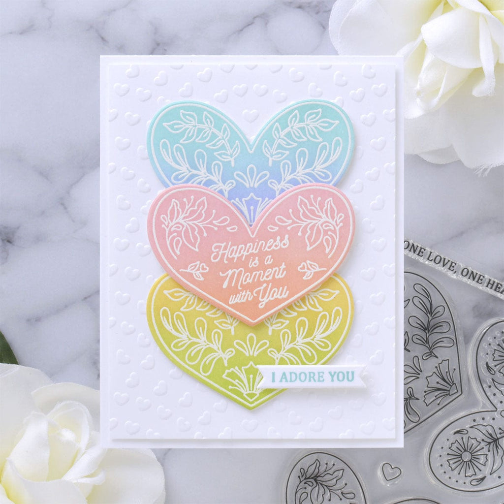 Spreading Love - Embossing Folder of the Month (EOM-JAN22) layer hearts. 