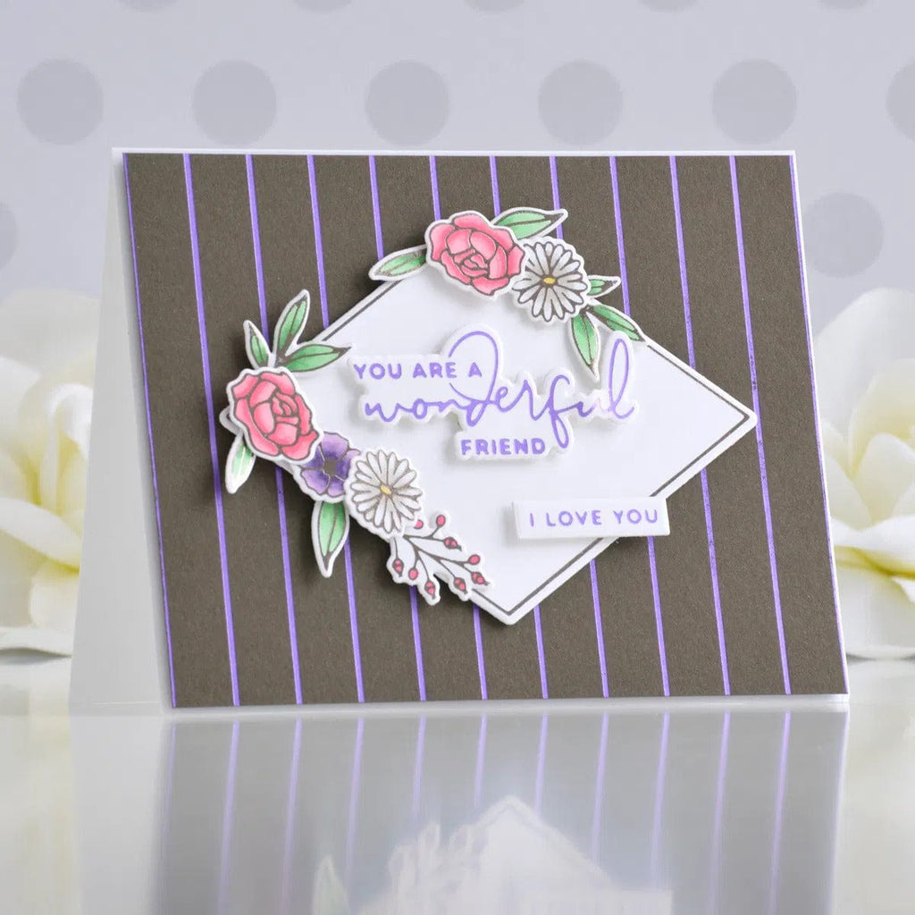 Diamond Floral Frame Glimmer Hot Foil Plate & Die Set from Yana's Blooming Birthday Collection (GLP-253) Project Example 6