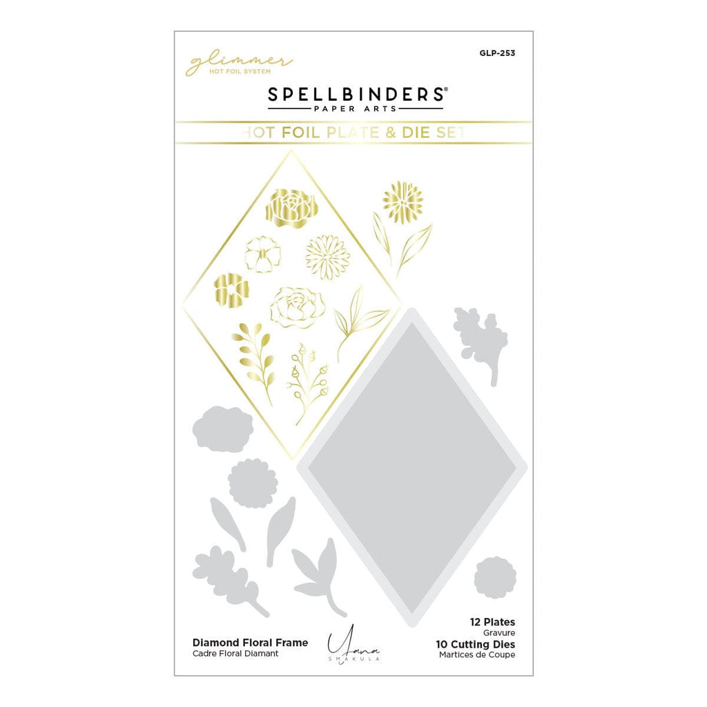 Diamond Floral Frame Glimmer Hot Foil Plate & Die Set from Yana's Blooming Birthday Collection (GLP-253) Product Packaging