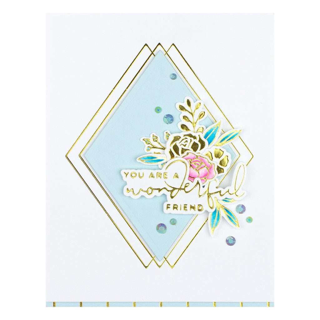 Diamond Floral Frame Glimmer Hot Foil Plate & Die Set from Yana's Blooming Birthday Collection (GLP-253) Product Example