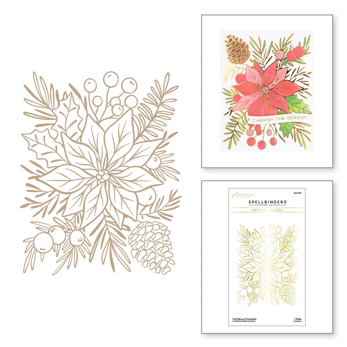 Spellbinders - Hot Foil Plate - Full Bloom Poinsettia Glimmer Hot Foil Plate