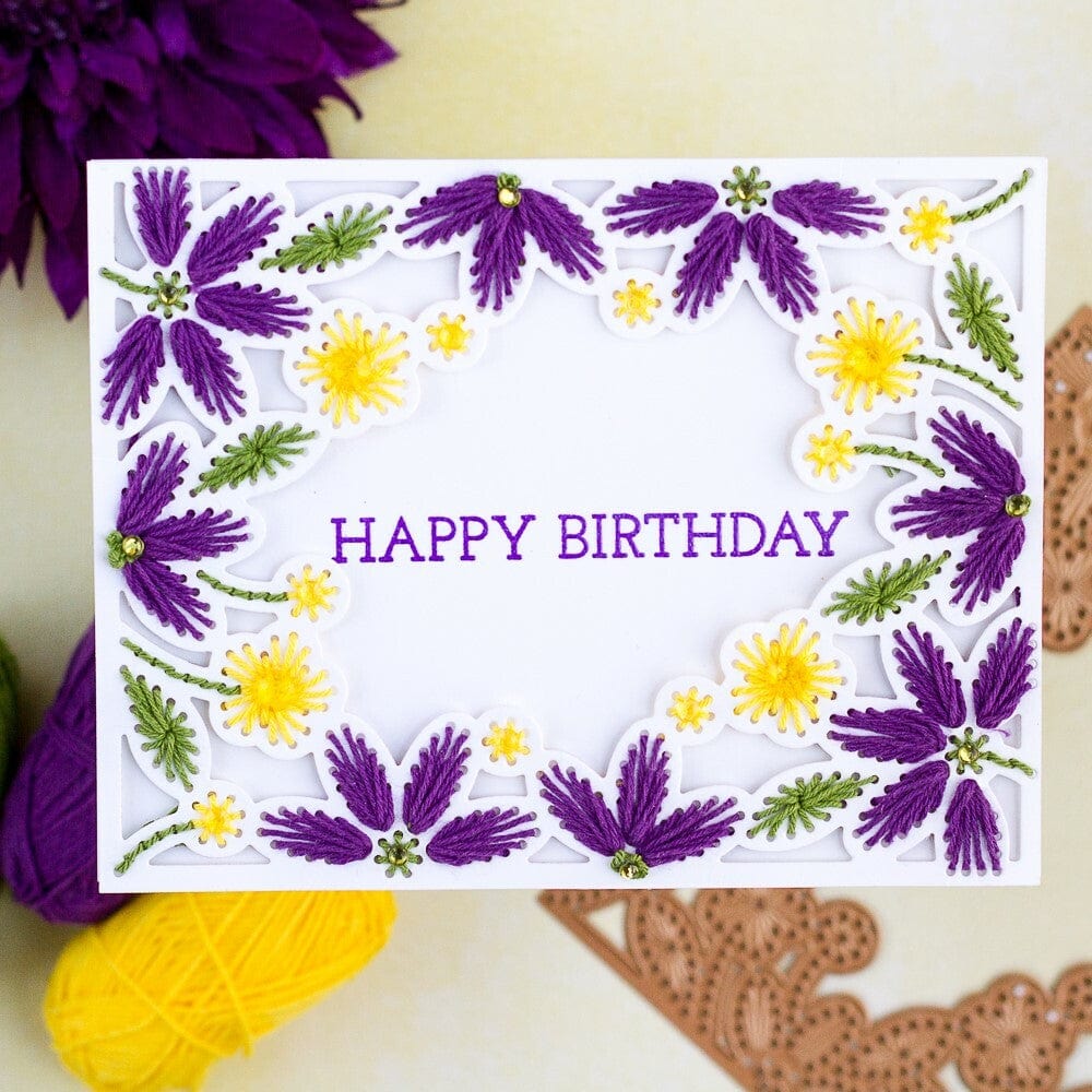 Stitched Card Front, Border & Flower - Large Die of the Month (DOML-MAY21) Ilda Dias Example