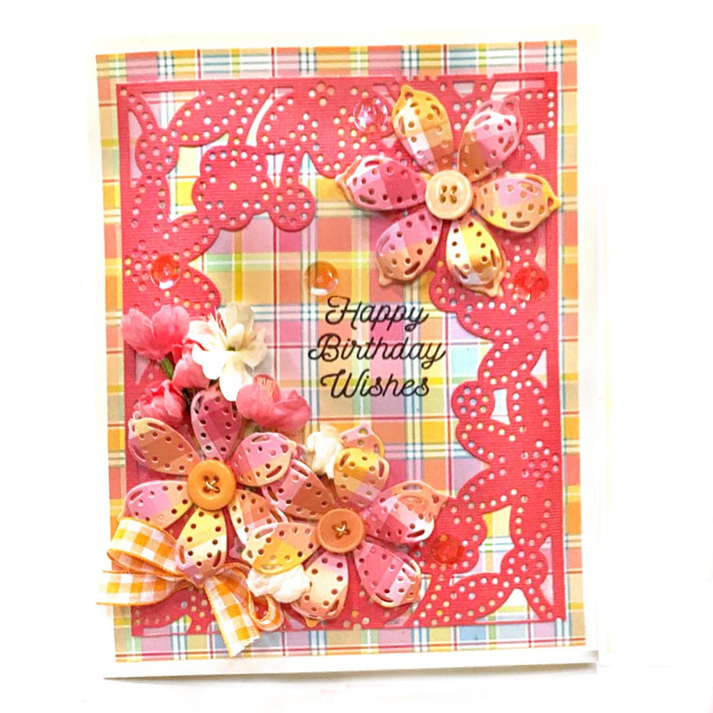 Stitched Card Front, Border & Flower - Large Die of the Month (DOML-MAY21) Jennifer Snyder Example 2