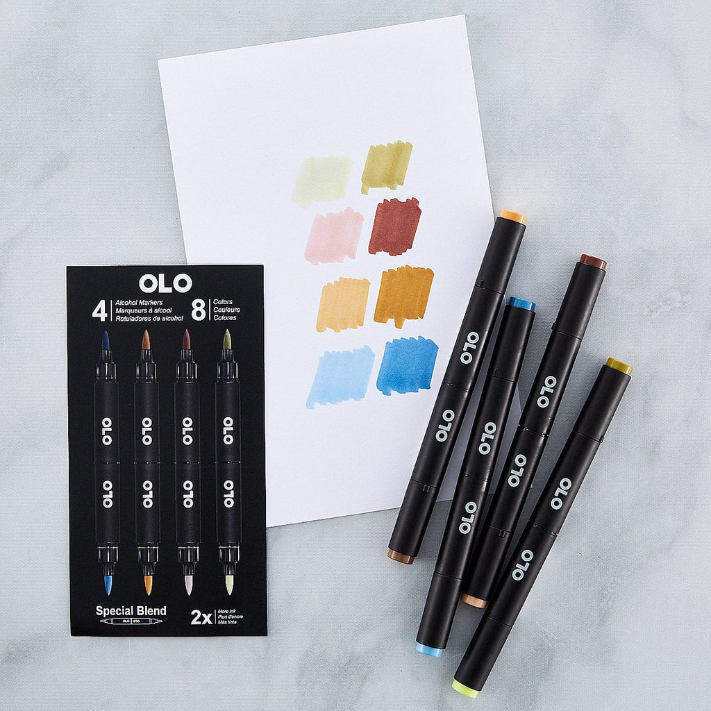 OLO Special Blend Alcohol Markers Set - 8 Colors 4pc. - Spellbinders Paper  Arts