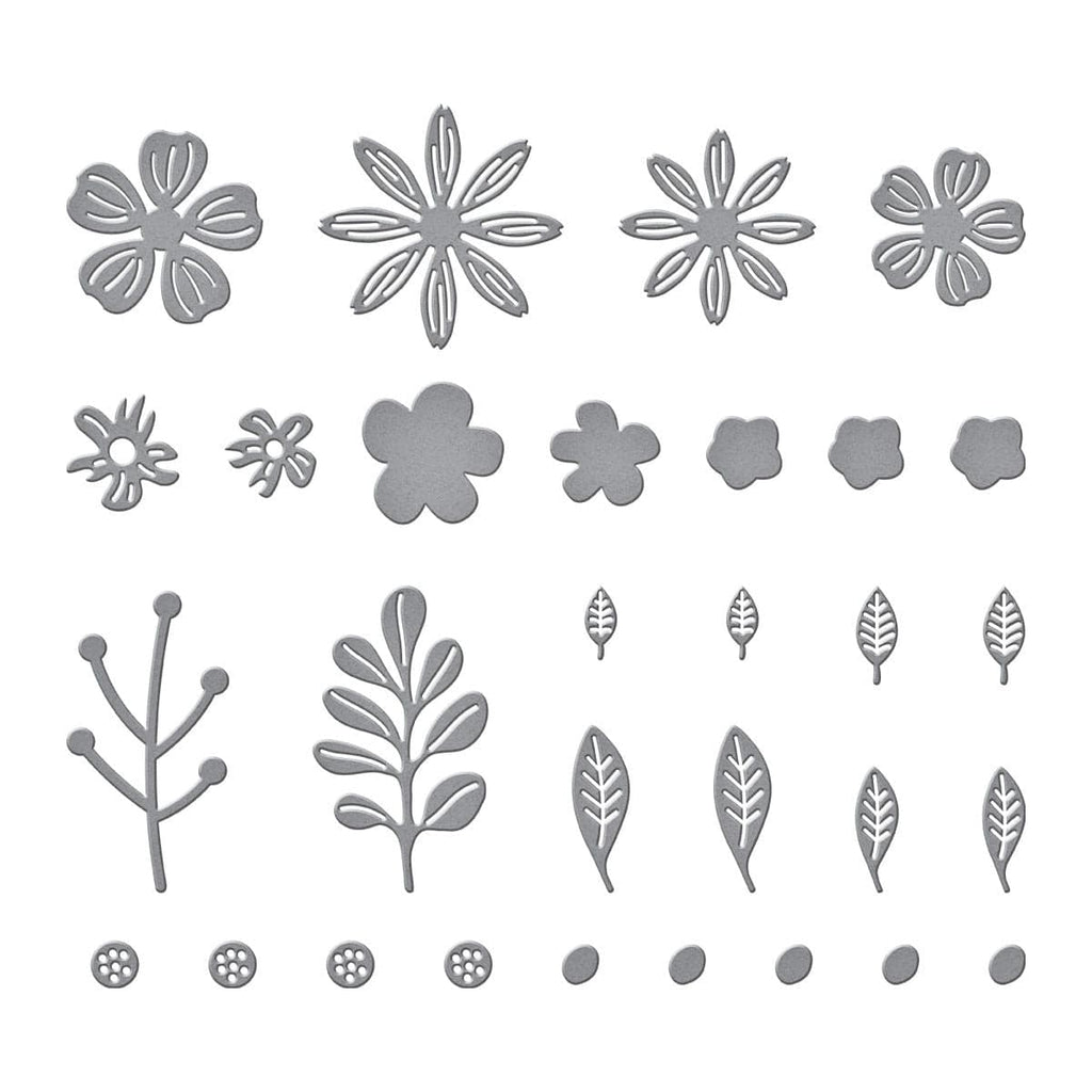 Mini Blooms and Sprigs Etched Dies from the Slimline Collection (S2-314) Colorization