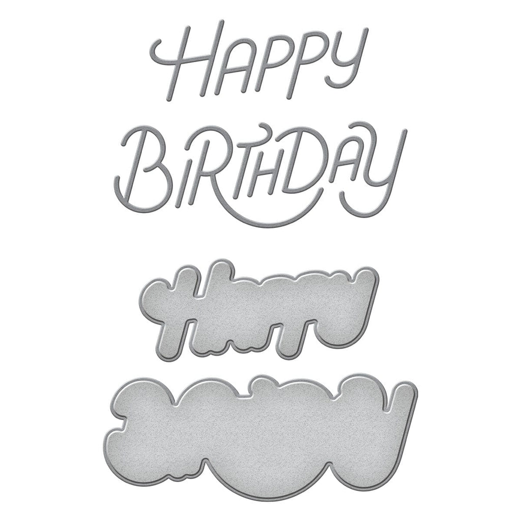Stylized Happy Birthday Etched Dies from the Birthday Celebrations Collection (S2-342) colorization.